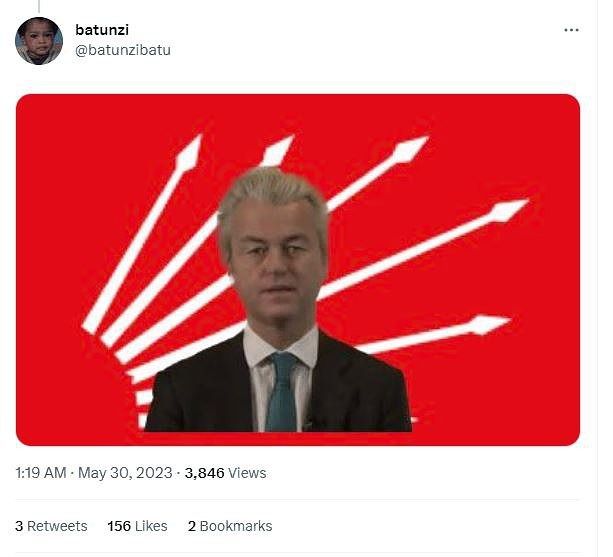 Geert Wilders in een tweet voor het logo van CHP, de grootste oppositiepartij in het Turkse parlement.