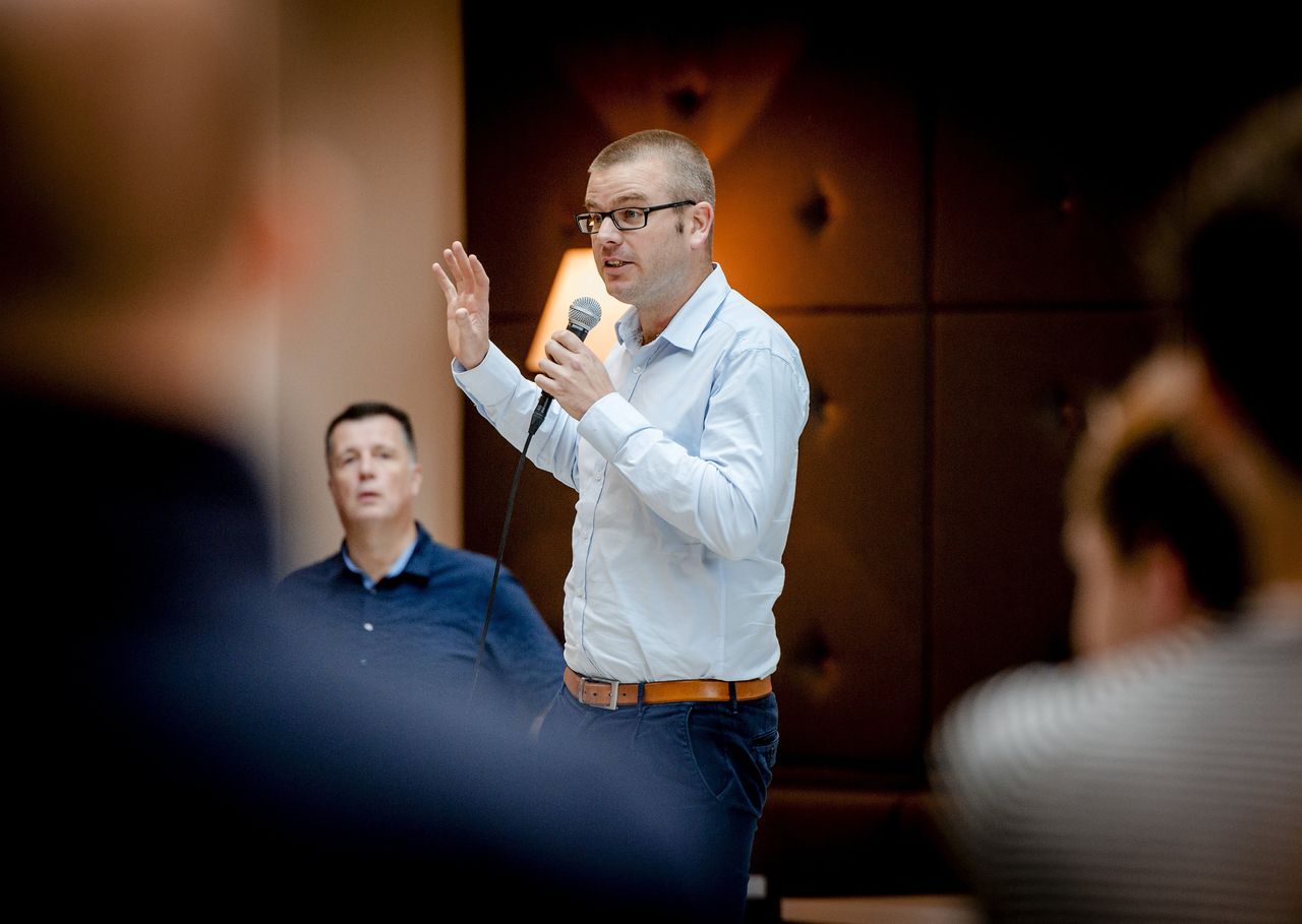 Hoofdredacteur Gert-Jaap Hoekman tijdens de lancering van de vernieuwde NU.nl site.