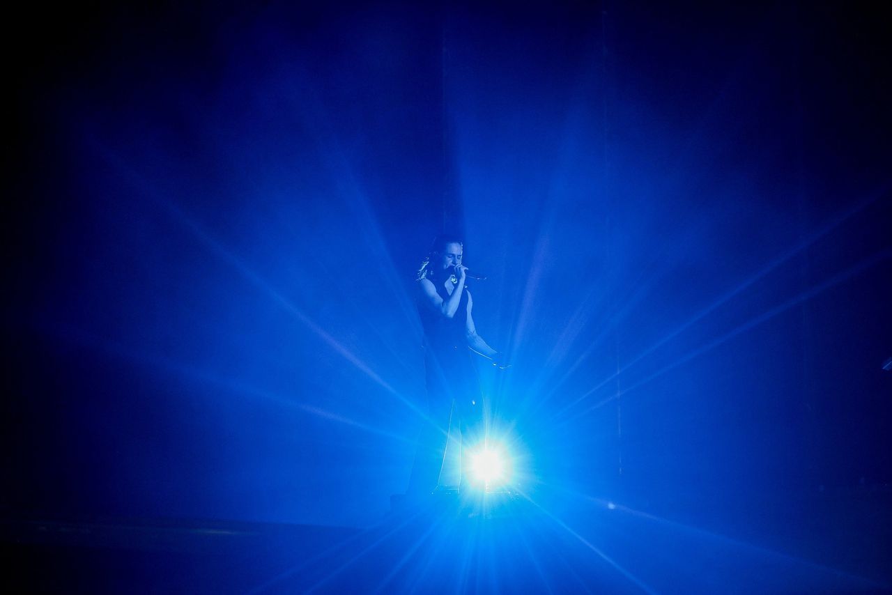 Zanger Red van Christine and the Queens tijdens een optreden in Madrid in juni dit jaar.