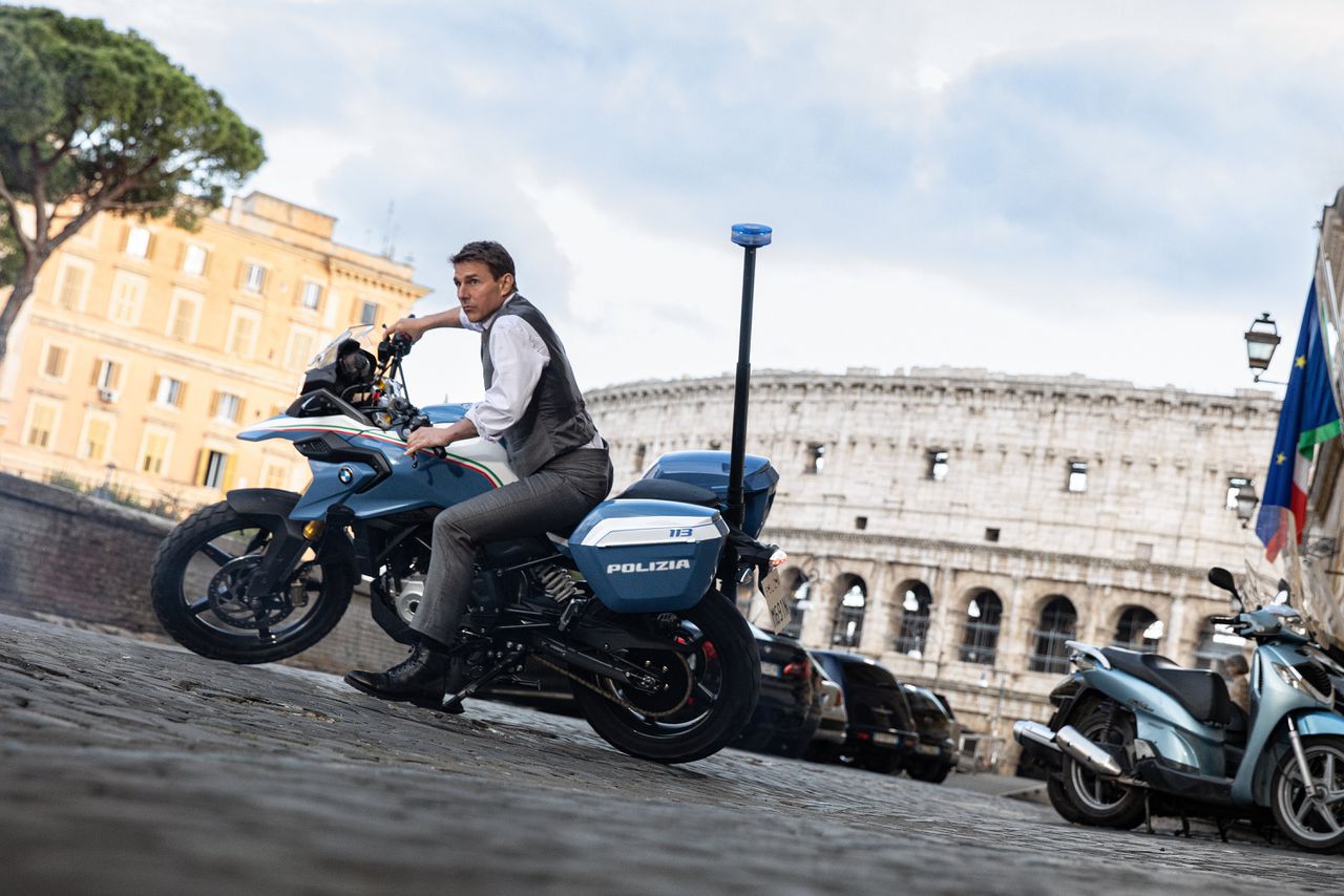 Ethan Hunt (Tom Cruise) bij het Colosseum in Rome, in ‘Mission: Impossible – Dead Reckoning Part One’.