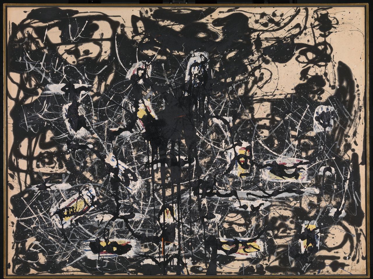 De bruut bedoelde drippings van Jackson Pollock, zoals hier in ‘Yellow Islands’ (1952), werden een door Cobra verafschuwd ‘decoratief’ stijlmiddel.