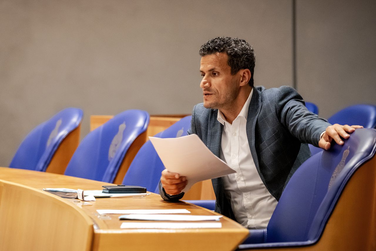 Farid Azarkan (DENK) tijdens een debat in de Tweede Kamer over racisme en discriminatie in de politieorganisatie.