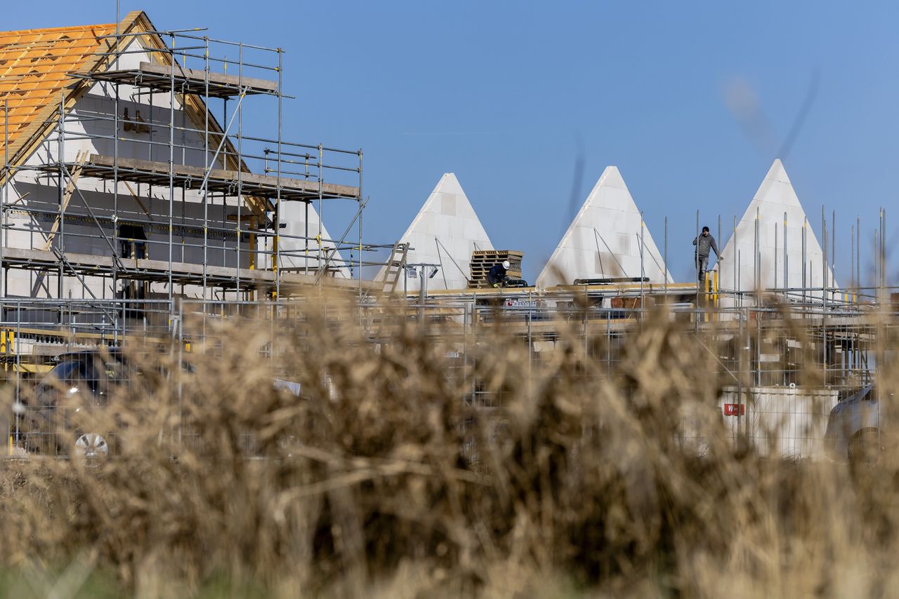 Woningen in aanbouw in het Brabantse Boxtel.