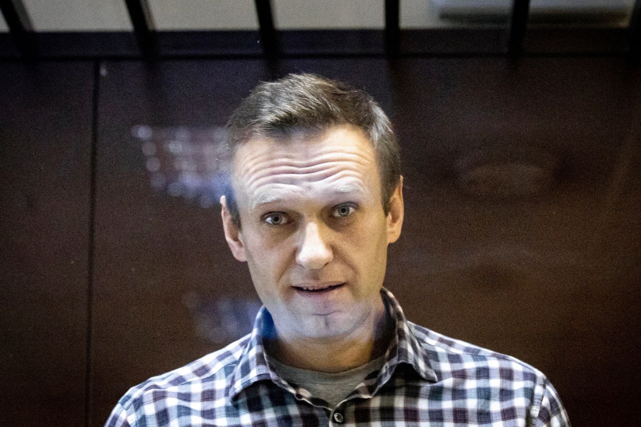 Navalny in de rechtbank in 2021.