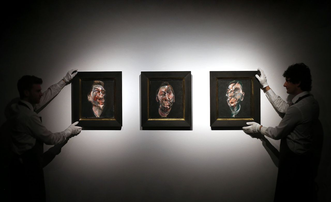 Het drieluik ‘Three Studies for a Portrait of George Dyer’ van Francis Bacon, hier op een veiling bij Christie’s, is het eerste kunstwerk dat bij Artex een beursnotering zal krijgen.