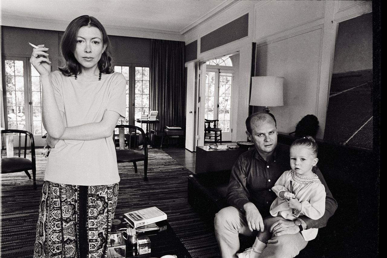 Joan Didion met echtgenoot John Dunne en dochter Quintana.