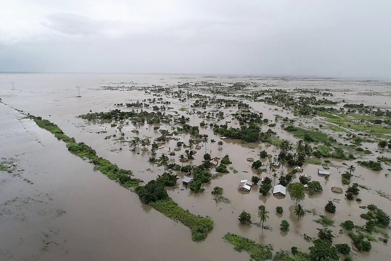 Overstroming in Mozambique in maart 2019 als gevolg van orkaan Ida.