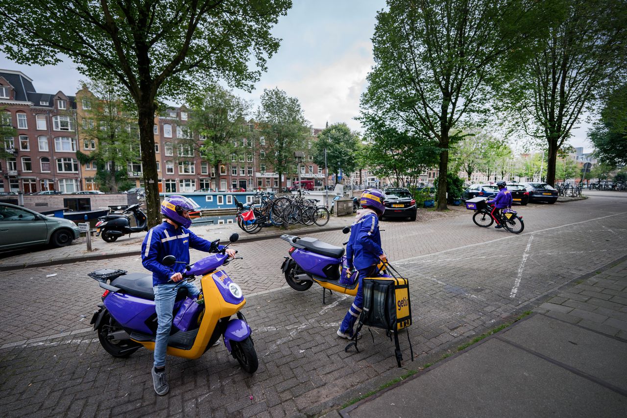 Medewerkers van Getir in Amsterdam.