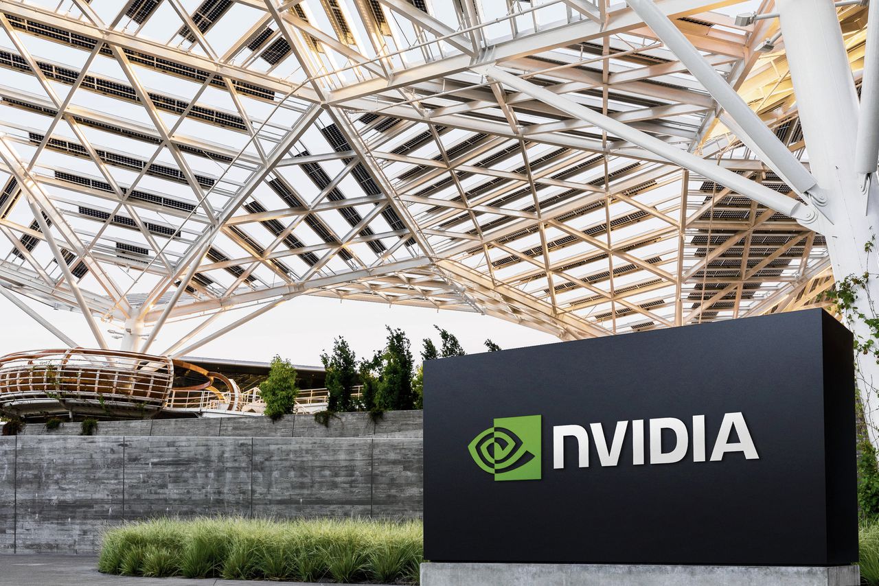 Het hoofdkantoor van Nvidia in Santa Clara, Californië. Het chipbedrijf profiteert volop van de AI-hype.