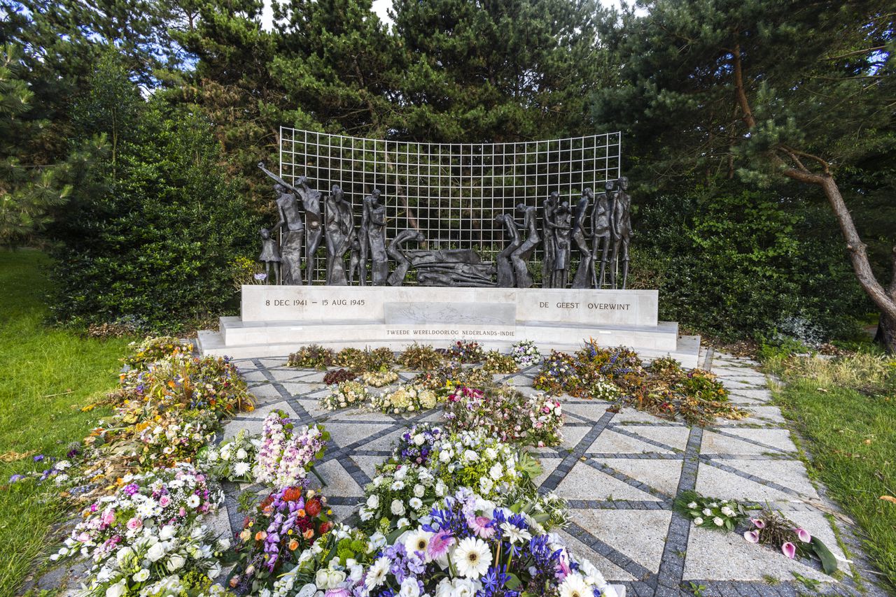 Het ‘Indisch monument’ in Den Haag. De titel van het gedenkteken luidt: ‘De Geest Overwint’.