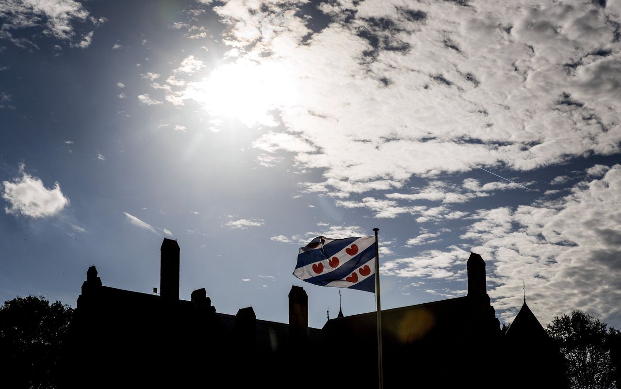 Een Friese vlag bij kasteel Radboud in Medemblik.