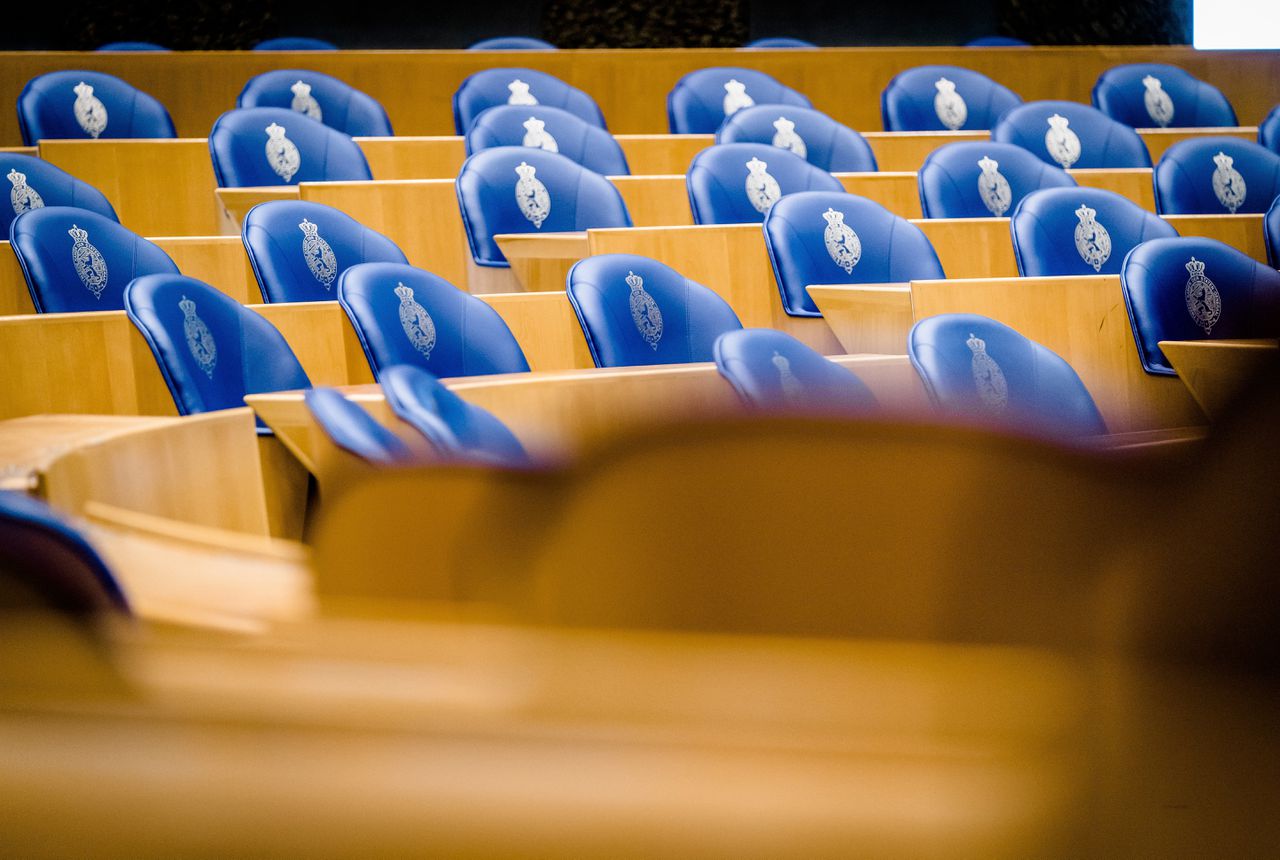 Lege zetels in de Tweede Kamer.