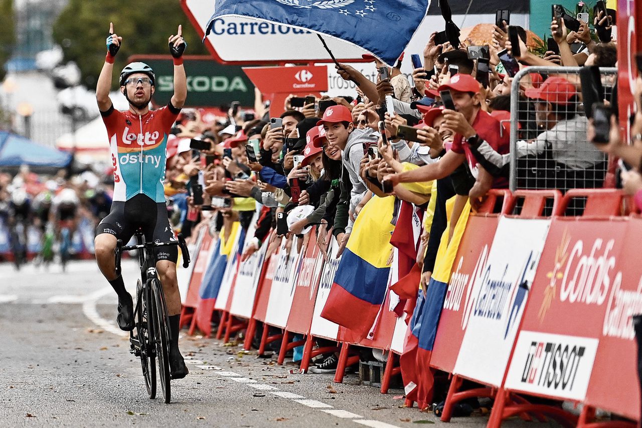 De Deense renner Andreas Kron wint de tweede rit in de Ronde van Spanje. Foto Pau Berrera/AFP