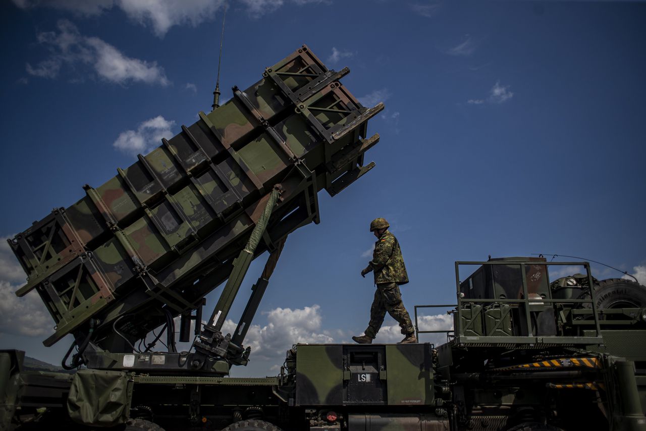 Lanceerinrichting voor een Patriot luchtafweersysteem, waarvan Oekraïne er inmiddels twee heeft