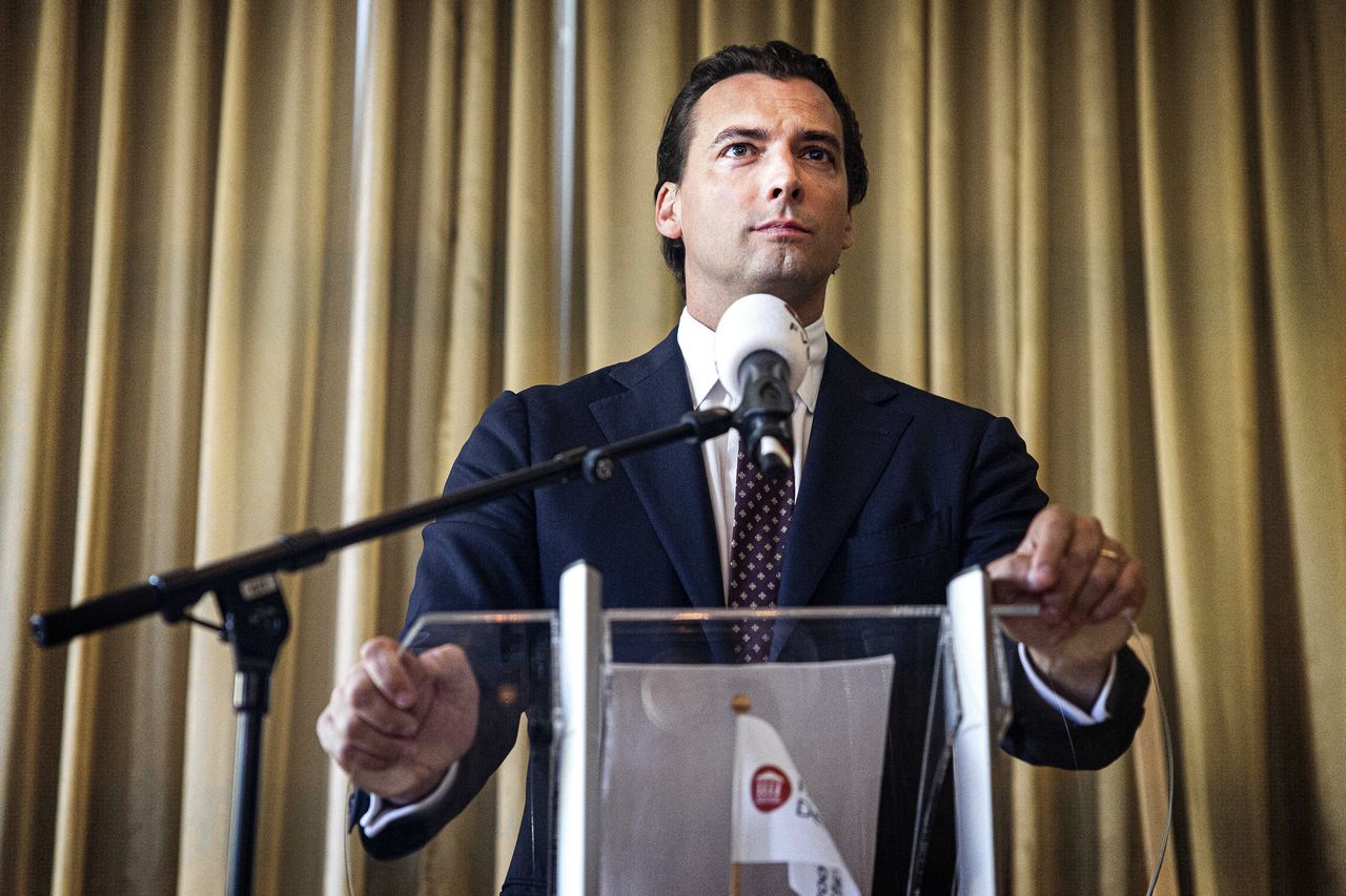 Thierry Baudet tijdens de presentatie van het verkiezingsprogramma en de kandidatenlijst van Forum voor Democratie.