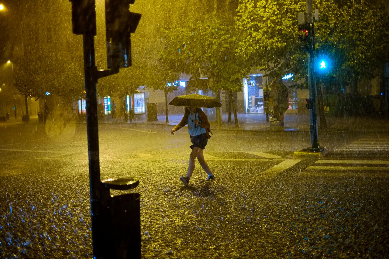 Zware regenval in Pamplona, in het noorden van Spanje.