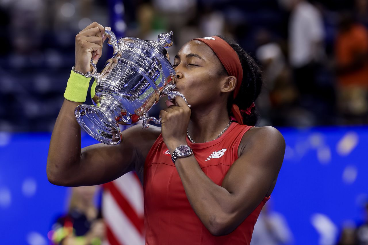 Coco Gauff na haar winst op de US Open.