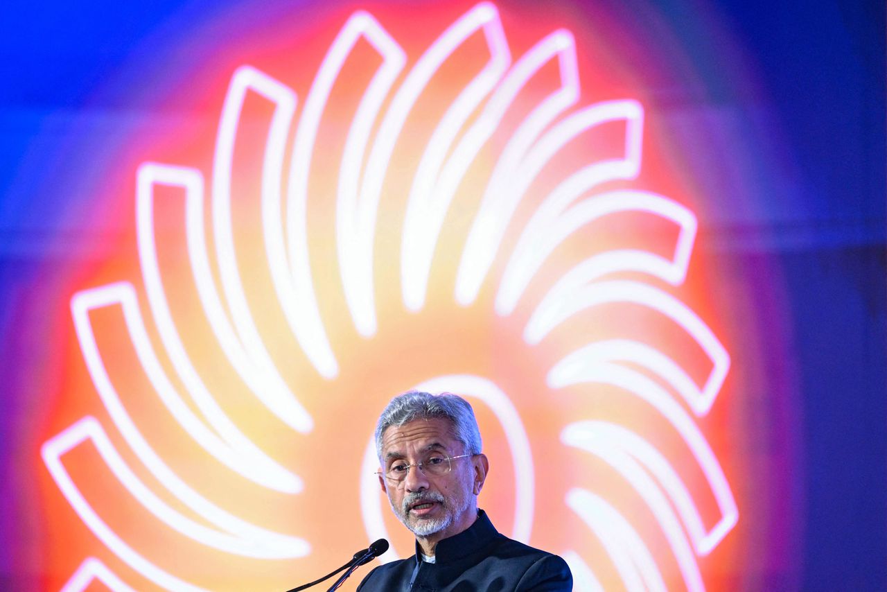 Subrahmanyam Jaishankar, minister van Buitenlandse Zaken van India, spreekt op een top in New Delhi, 27 augustus.