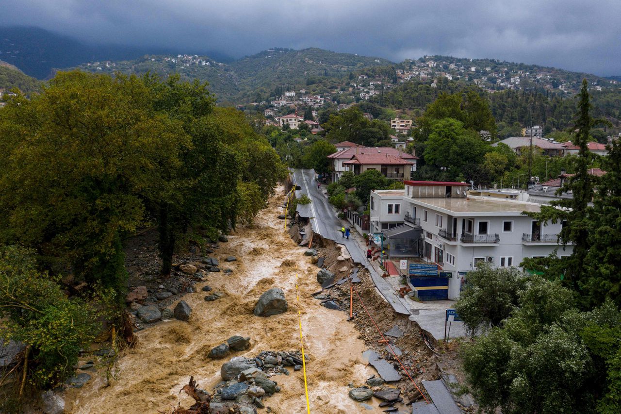 Griekse regio's, zoals hier in Volos, registreerden een hoeveelheid neerslag tot 75,4 centimeter, het hoogste niveau sinds 2006.