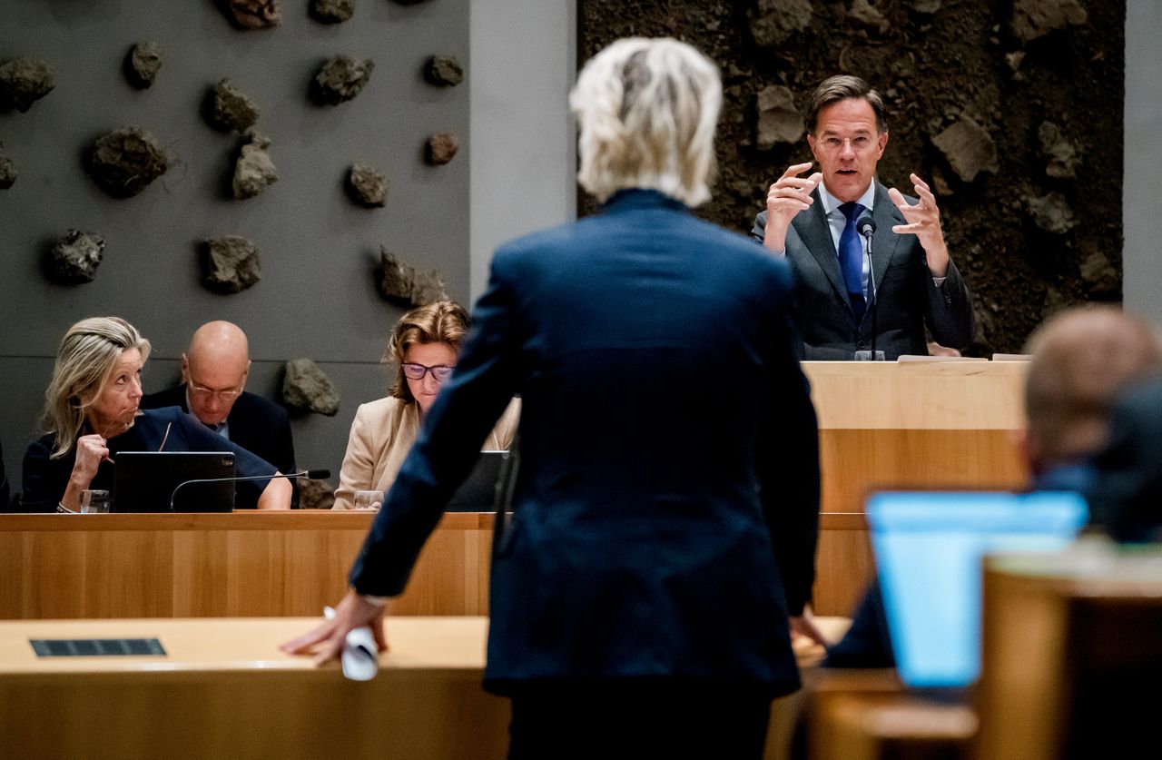 Geert Wilders (PVV) en demissionair premier Mark Rutte.