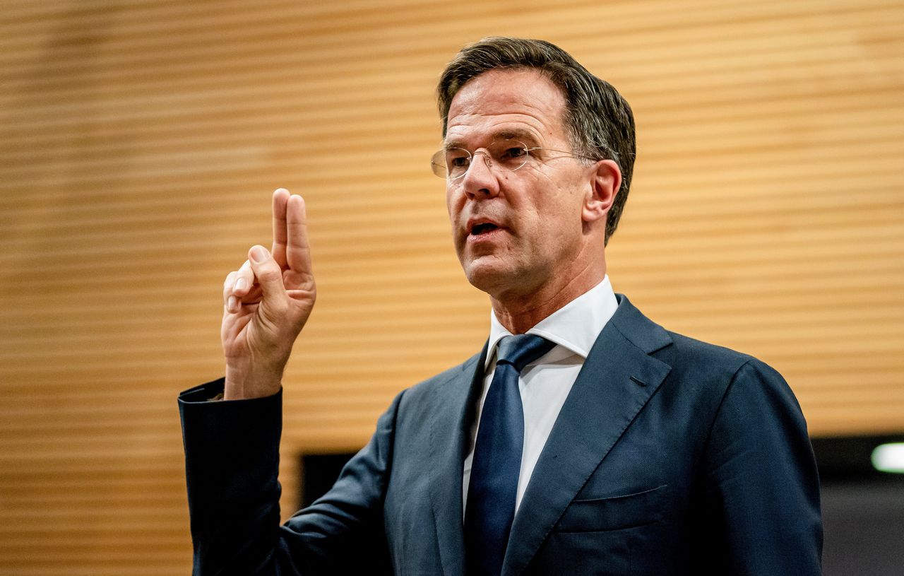 Demissionair premier Mark Rutte (VVD) tijdens een verhoor van de Parlementaire enquêtecommissie Fraudebeleid en Dienstverlening.