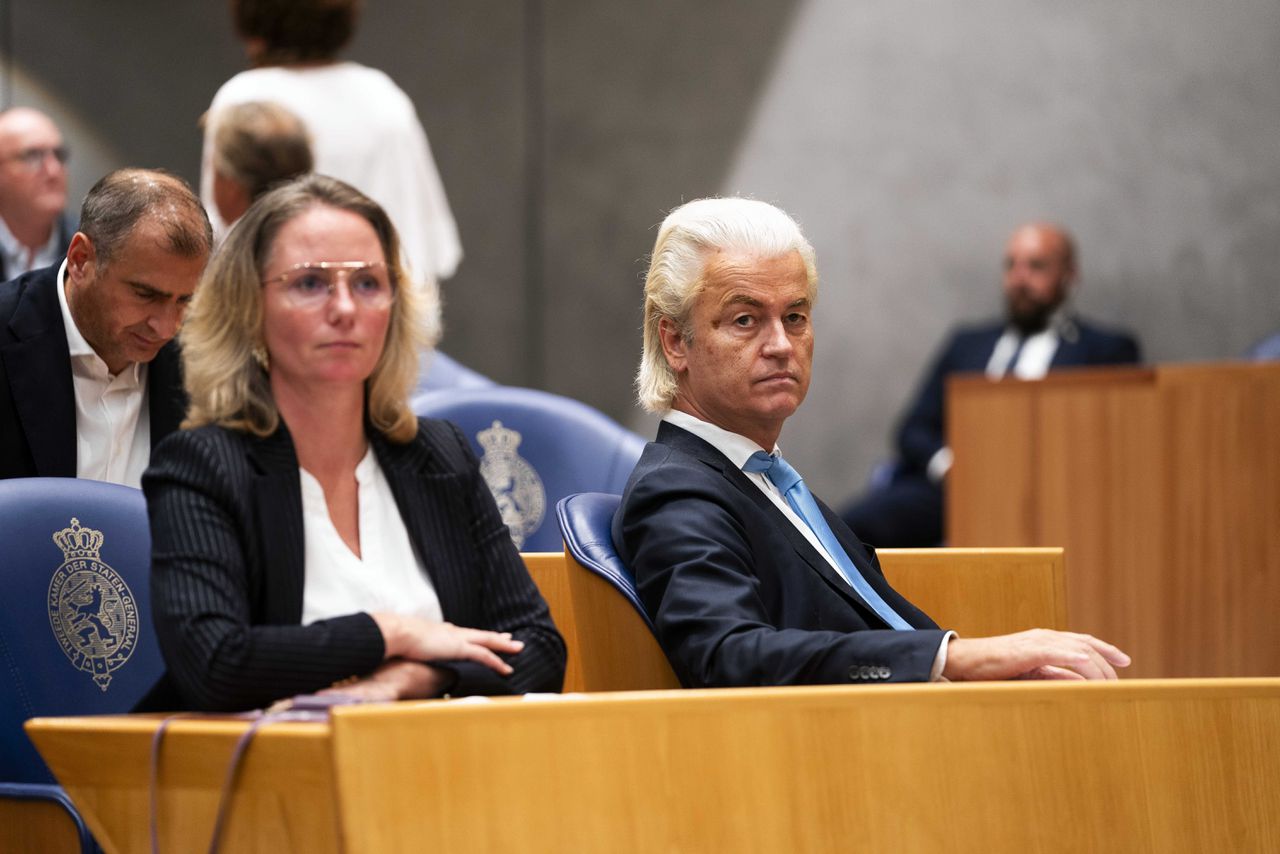 PVV-leider Geert Wilders afgelopen dinsdag tijdens het wekelijkse Vragenuur in de Tweede Kamer.