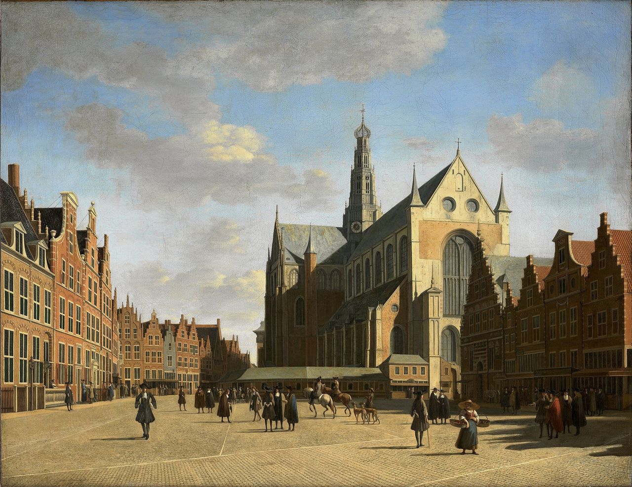 Gerrit Berckheyde, De Grote Markt te Haarlem met de Grote of St. Bavokerk,1696