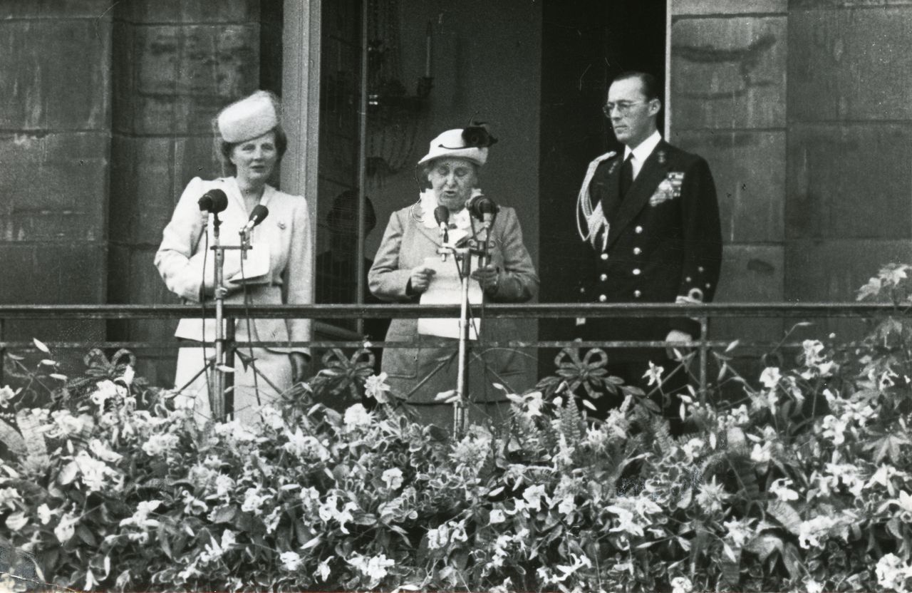 Koningin Wilhelmina tijdens haar abdicatie in 1948.