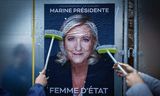 Verkiezingsposter in Bretagne van de Franse presidentskandidaat Marine Le Pen.