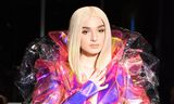 Poppy, videokunstenaar en muzikant, loopt hier over de runway van Kaimin tijdens de New York Fashion Week in 2018. Foto Albert Urso Getty Images