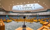 De plenaire zaal in het tijdelijke Tweede Kamergebouw.