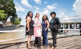 Van links naar rechts: Ruth Sinkeler, Natalie Heerenveen, Sheran Henan en Farousha Rellum. Zij keerden terug naar Suriname om met hun opgedane kennis bij te dragen aan hun thuisland.