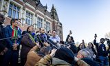 De Zuid-Afrikaanse minister van Buitenlandse Zaken Naledi Pandor staat de internationale pers te woord na afloop van de voorlopige uitspraak van het Internationaal Gerechtshof in Den Haag.