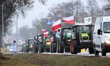 Poolse boeren protesteren in Zbuczyn, eerder deze week. Hun protest richt zich vooral tegen het Europese landbouwbeleid.