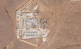 Satellietbeeld van de zaterdag met een drone aangevallen Amerikaanse militaire buitenpost Tower 22, in noordoost-Jordanië. Er vielen drie doden en 25 gewonden. 