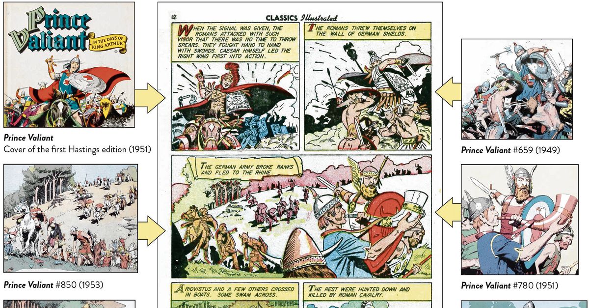 Plagiaat: vrijwel heel stripalbum over Caesar nagetekend van Prince Valiant-strips