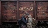 Afscheid nemen op het station van Kramatorsk.