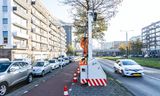 Een verplaatsbare flitspaal aan de Jan van Galenstraat in Amsterdam.