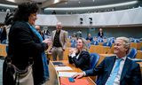 Van links naar rechts: Caroline van der Plas (BBB), Henk Vermeer (BBB), Fleur Agema (PVV) en Geert Wilders (PVV) voor het debat over het eindverslag van informateur Kim Putters.  