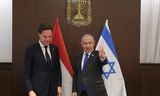 Demissionair premier Mark Rutte en de Israëlische premier  Benjamin Netanyahu bij een bijeenkomst in Jeruzalem in februari 2024.