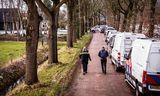 Sporenonderzoek door de politie na een dubbele moord in het Drentse Weiteveen.