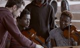 Quatuor Ébène tijdens een opname in Afrika