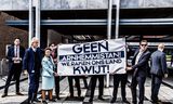 PVV-leider Geert Wilders en toenmalig Eerste Kamerlid Marjolein Faber voeren in 2017 actie tegen de benoeming van Ahmed Marcouch als nieuwe burgemeester van Arnhem.