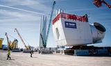 Het terrein van Sif Offshore Foundations op de Tweede Maasvlakte. Het bedrijf Sif maakt onderdelen voor windmolens op zee.