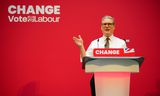 Labour-leider Sir Keir Starmer in Manchester bij de presentatie van het verkiezingsprogramma. „Dit is een serieus plan voor de toekomst van ons land.”  