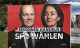 Bekladde verkiezingsposters in de Duitse stad Cottbus.