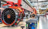 De Safran-vliegtuigmotorenfabriek in Villaroche, nabij Parijs. Safran vormt samen met vliegtuigmotorenbouwer General Electric Aviation de joint venture CFM International.