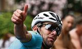 Mark Cavendish zaterdag in de eerste etappe van de Tour de France.