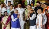 Narendra Modi (73) in New Delhi zondag, waar hij voor de derde keer werd geïnaugureerd als premier.