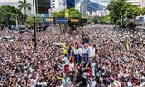 Oppositieleiders María Corina Machado en Edmundo González in de Venezolaanse hoofdstad Caracas tijdens een protest tegen de uitslag van de presidentsverkiezingen.